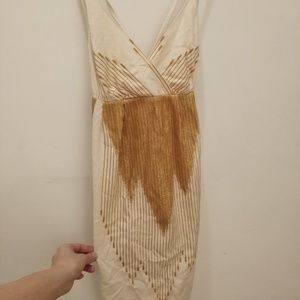 SOLD Ecote Gold linen 70s summer festival dress